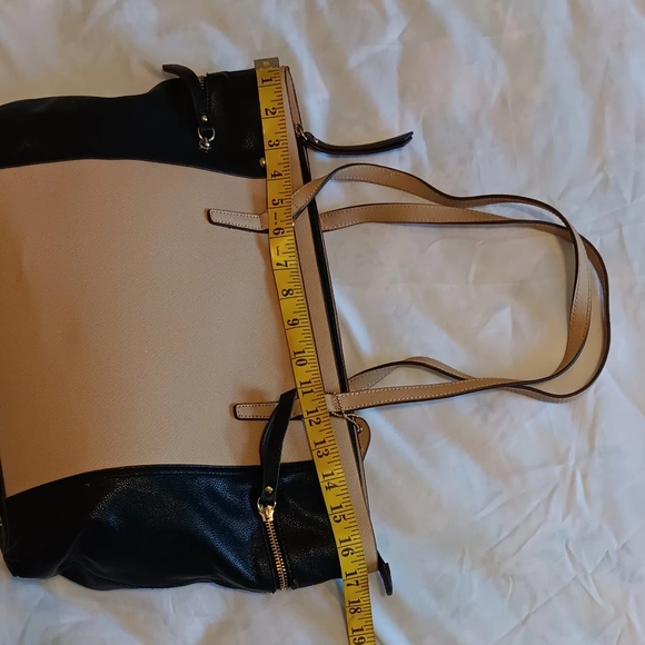 Clark Tote Bag Beige-Black Genuine Leather Women - Picture 9 of 14